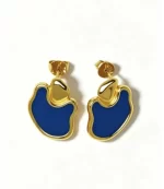 Irregularly Shaped Colored Enamel 925 Silver Earrings - Image 2