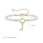 New Fashion Toggle Clasp Initial Bracelet Women A-Z Letter Pendant 6mm Pearl Bracelet For Women Jewelry Gift - Image 8