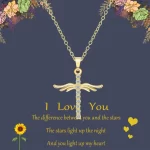 Angel Wings Cross Pendant Necklace For Woman With O Type Stainless Steel Chain Necklace Jewelry Gift - Image 2