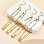 26 Letters Loving Heart Zircon Inlaid Layered Anklet - Image 5