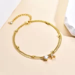 26 Letters Loving Heart Zircon Inlaid Layered Anklet