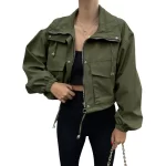 Solid Color Women's Short Jacket Zipper Trench Coat - Image 13