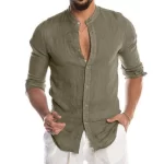New Cardigan Stand Collar Long Sleeve Shirt Men's Clothing - Image 8