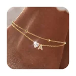 26 Letters Loving Heart Zircon Inlaid Layered Anklet - Image 2