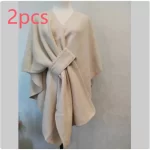 Fur Collar Fur Ball Knitted Cardigan Cape And Shawl - Image 21