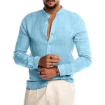 New Cardigan Stand Collar Long Sleeve Shirt Men's Clothing - Image 6