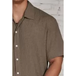 Men's Solid Color Short Sleeve Shirt Fashion Casual Button Lapel Tops Clothing - Image 11