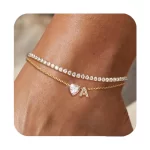 26 Letters Loving Heart Zircon Inlaid Layered Anklet - Image 9
