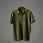 Men's V Knit Lapel Short Sleeve Top - Image 2