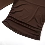Half Turtleneck Gauzy Stitching T-shirt Top - Image 2