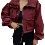 Solid Color Women's Short Jacket Zipper Trench Coat