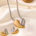 Stainless Steel Necklace Earrings Women's Jewelry Suit - Image 2