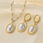 Stainless Steel Necklace Earrings Women's Jewelry Suit - Image 12