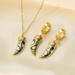 Stainless Steel Necklace Earrings Women's Jewelry Suit - Image 5