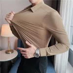Men's Korean Style Slim Stretch Long Sleeve Shirt - Image 3