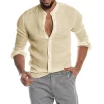 New Cardigan Stand Collar Long Sleeve Shirt Men's Clothing - Image 3