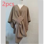 Fur Collar Fur Ball Knitted Cardigan Cape And Shawl - Image 16