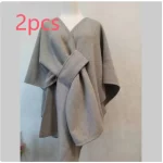 Fur Collar Fur Ball Knitted Cardigan Cape And Shawl - Image 8
