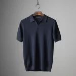Men's V Knit Lapel Short Sleeve Top - Image 3