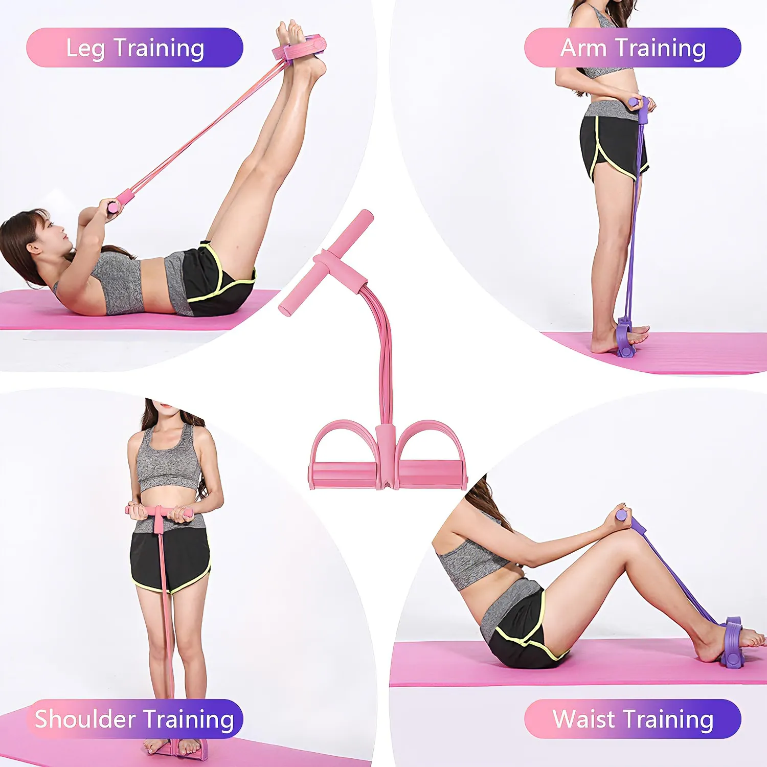 Resistance Rope 6-Tube Pedal Puller Resistance Rope, Foot Pedal Resistance Band, Yoga Elastic Exercise Bands, Stretching Slimming Training, Strength Exercise, Resistance Workout, Elast Compreh - Image 1