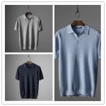 Men's V Knit Lapel Short Sleeve Top - Image 6