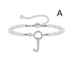 New Fashion Toggle Clasp Initial Bracelet Women A-Z Letter Pendant 6mm Pearl Bracelet For Women Jewelry Gift - Image 6
