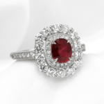 Ruby and Natural Diamond Ring, Platinum 950