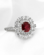 Ruby and Natural Diamond Ring, Platinum 950