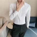 Men's Korean Style Slim Stretch Long Sleeve Shirt - Image 2