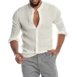 New Cardigan Stand Collar Long Sleeve Shirt Men's Clothing - Image 2