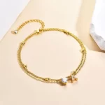 26 Letters Loving Heart Zircon Inlaid Layered Anklet - Image 7
