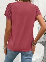 Women's Casual Elegant T-shirt With Formal Texture - Image 9