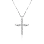 Angel Wings Cross Pendant Necklace For Woman With O Type Stainless Steel Chain Necklace Jewelry Gift - Image 4