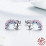 Rainbow S925 Sterling Silver Stud Earrings - Image 2